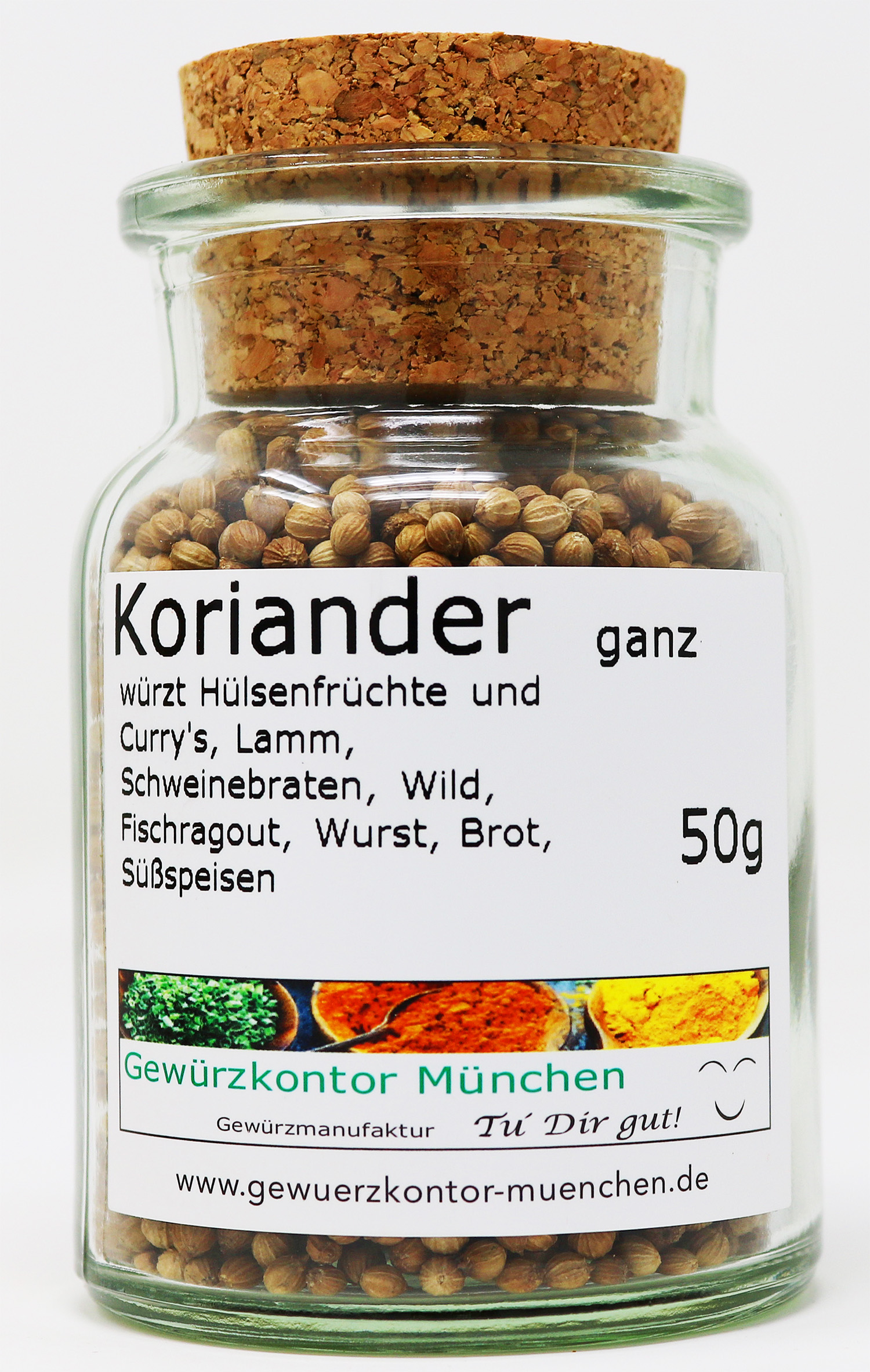 Koriander ganze Körner 50g Glas