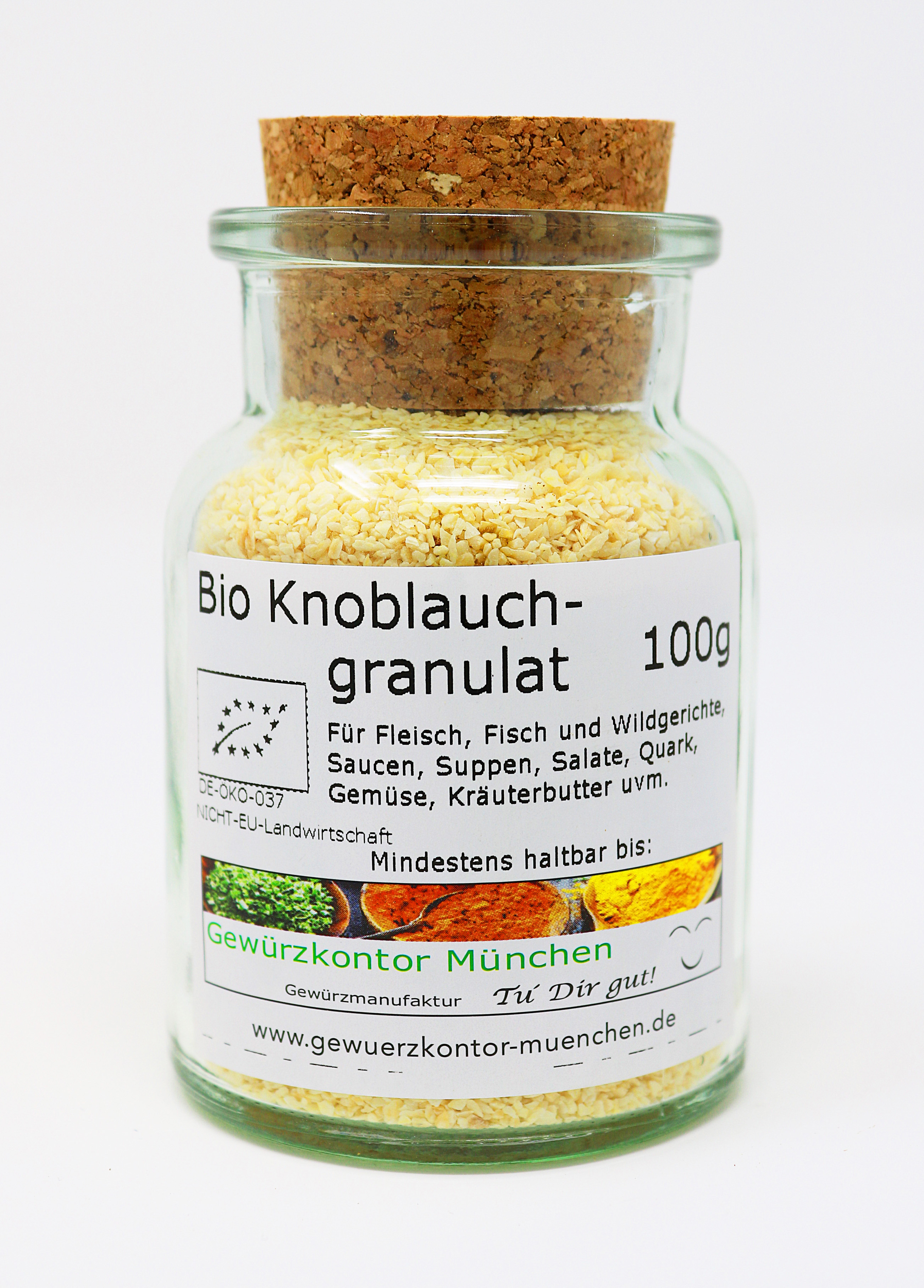 BIO Knoblauch mittelgrob gemahlen, 100g im Glas