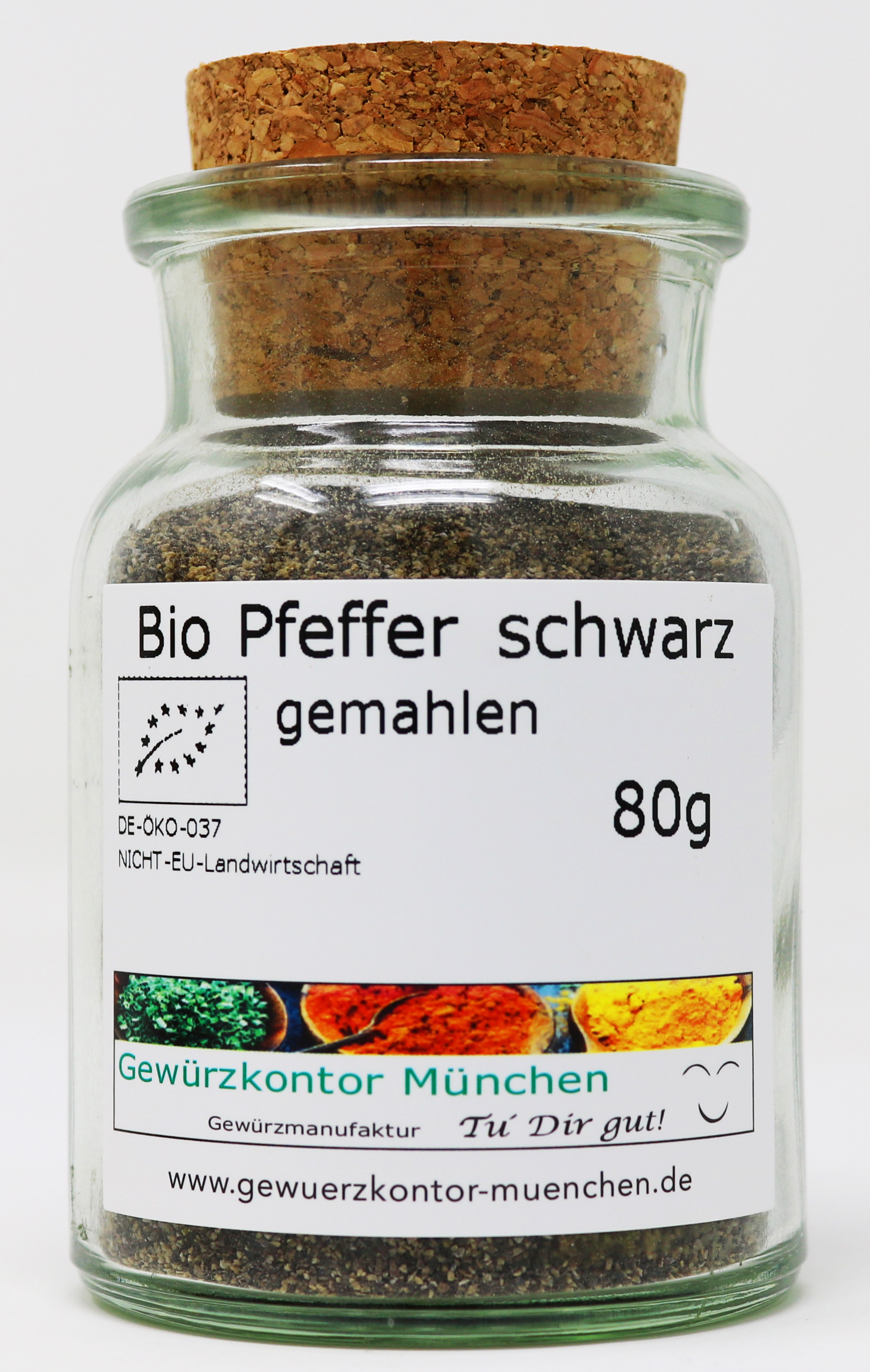 Bio Pfeffer schwarz gemahlen 80g im Glas