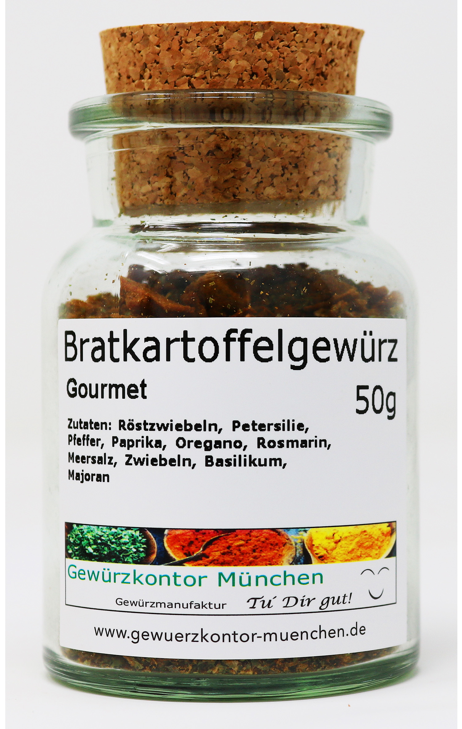 Bratkartoffelgewürz mit Röstzwiebeln, grob, 50g im Glas