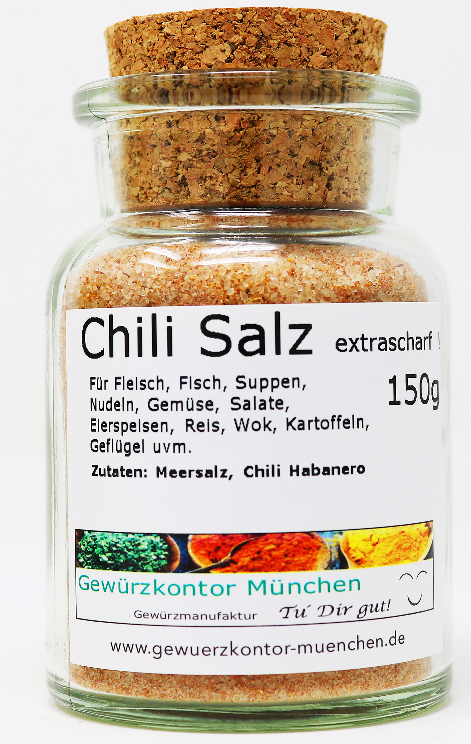 Chili Salz fein Extrascharf mit Chili Habanero 150g Glas
