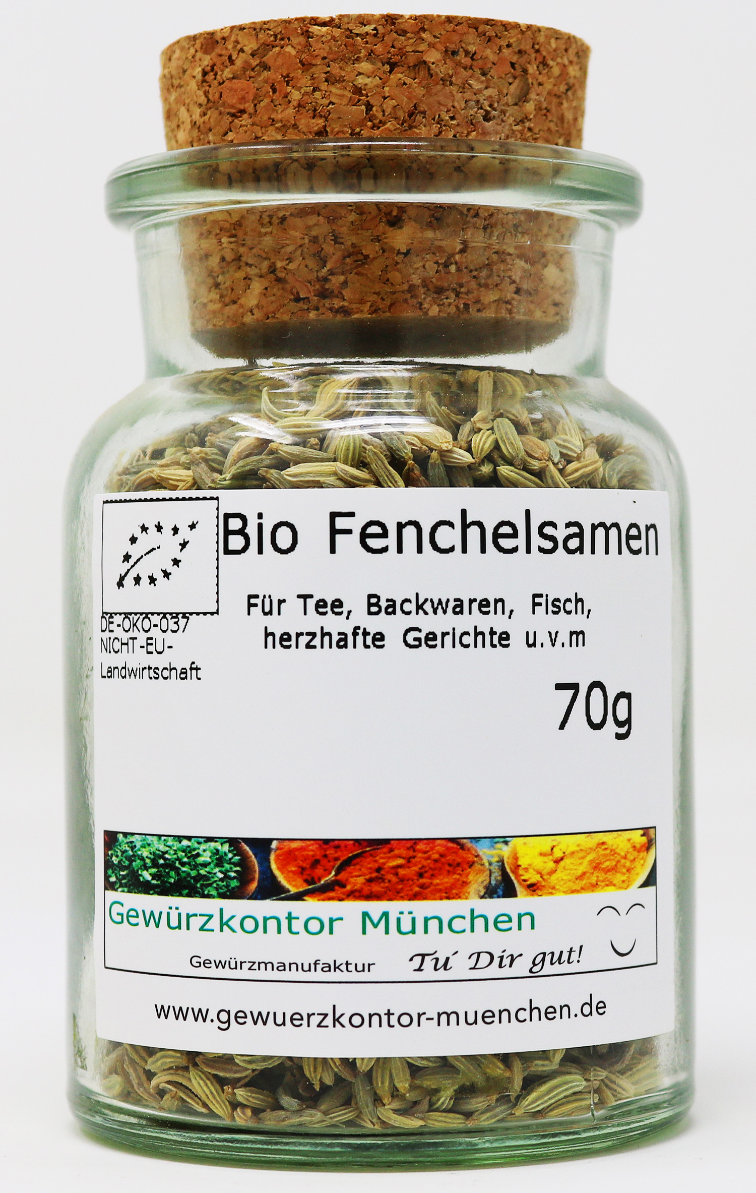 Bio Fenchelsamen ganz 70g Glas