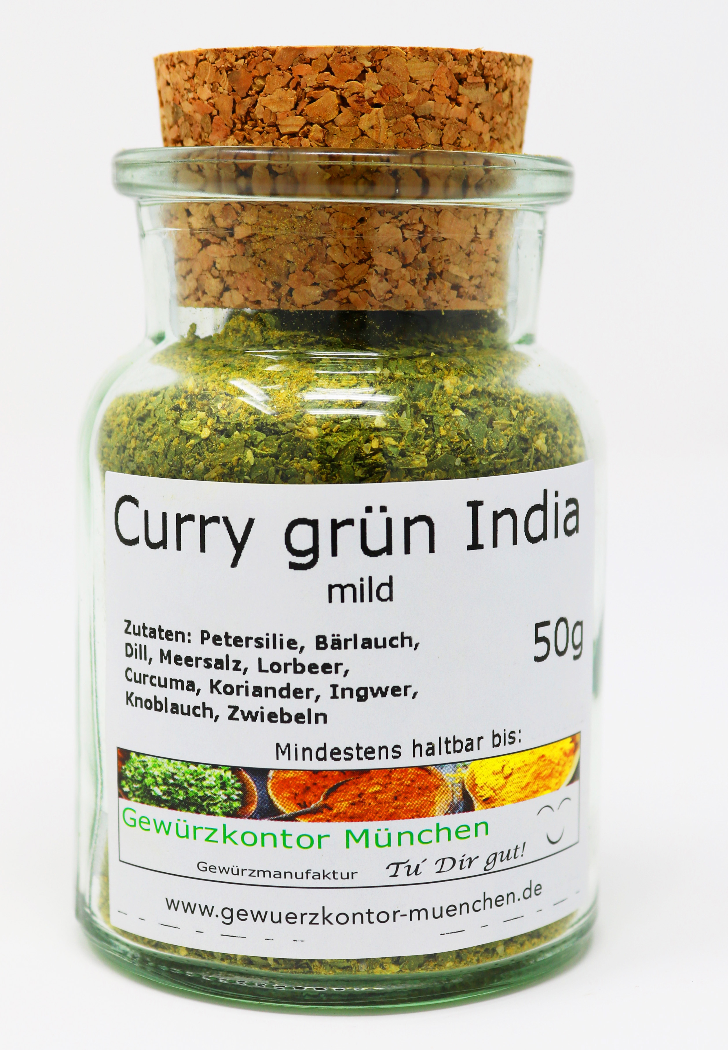Curry grün India mild 50g im Glas