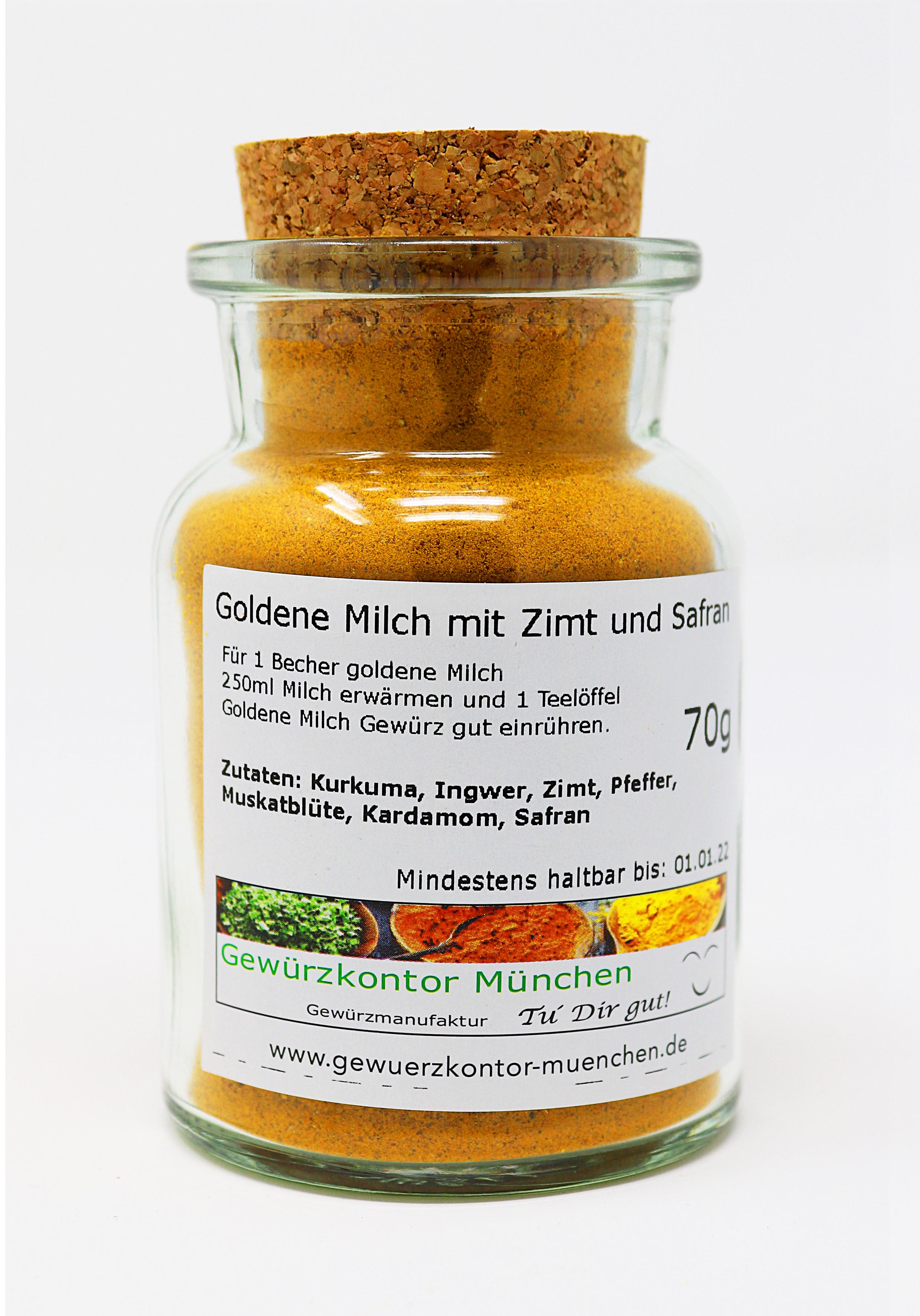 Goldene Milch mit Zimt und Safran im Glas 70g